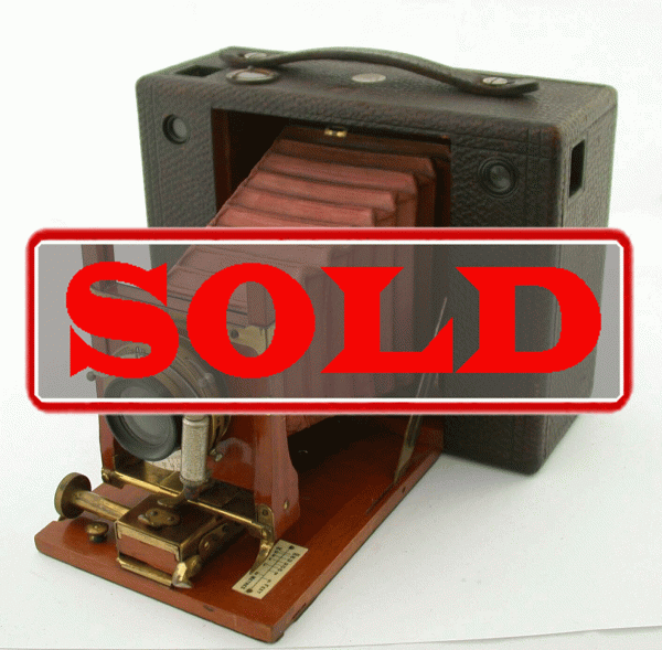 Kodak No. 4 Cartridge erste Version aus 1897 Holz roter Balgen Bausch top