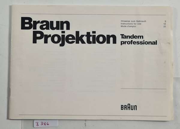 BRAUN Projektion Tandem Professional Bedienungs-Anleitung