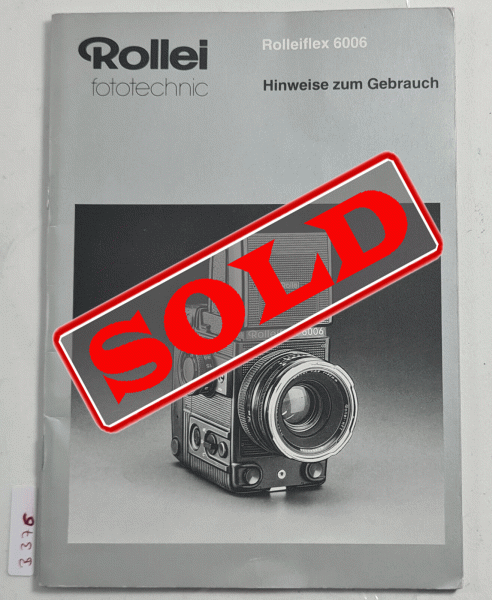 ROLLEI ROLLEIFLEX 6006 Camera Instructions Manual