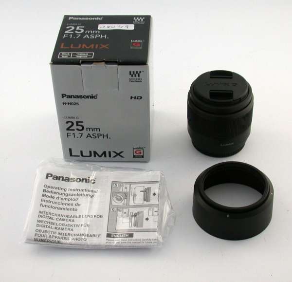 PANASONIC H-H025 Lumix G 1,7/25 25mm F1,7 + hood NOS