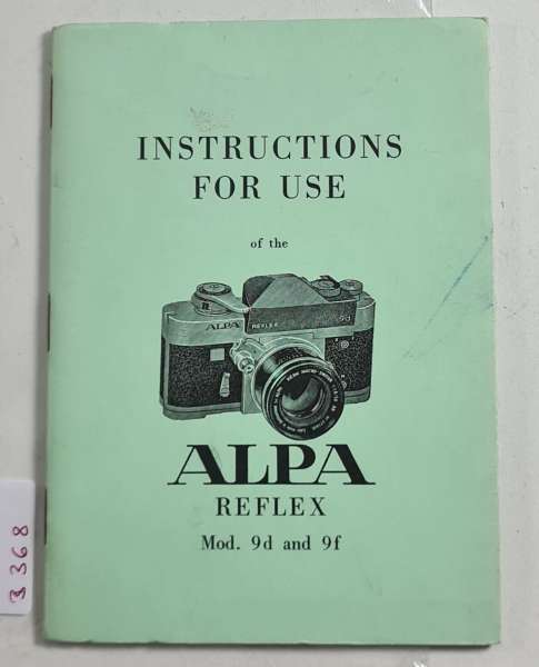 ALPA Reflex Mod. 9d 9f Camera Instructions