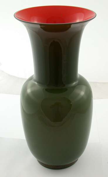 VENINI Opalino Bicolore 706.22 limited No. 350 Vase green orange