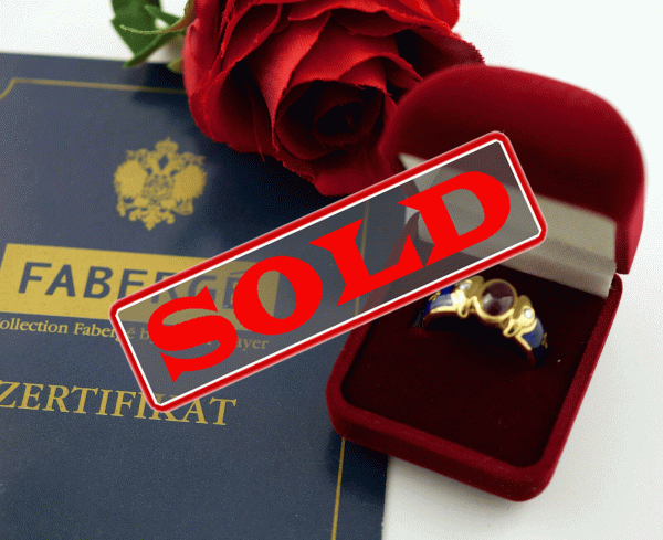 Ring FABERGE Victor Mayer ruby diamond Gold 750 enamel