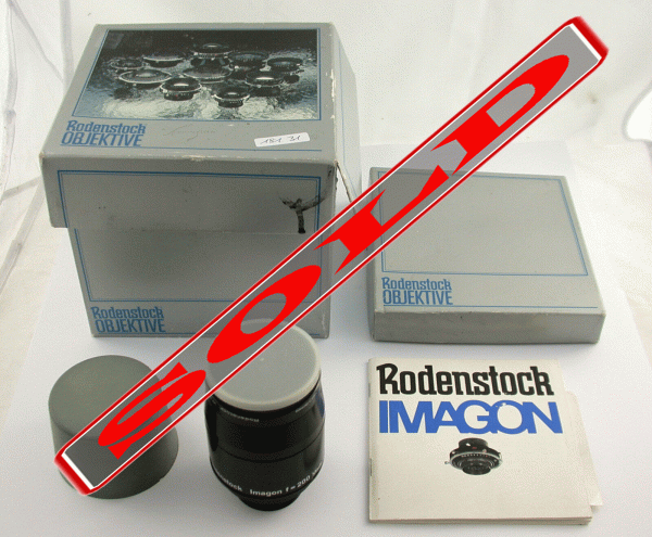 RODENSTOCK Imagon 200 200mm H=5,8 Zörk Tubus F=180 RB67 Mamiya M42 top box