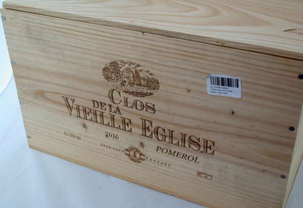 6x 1,5l CLOS de la Vielle Eglise Pomerol 2016 MAGNUM red wine in wooden box