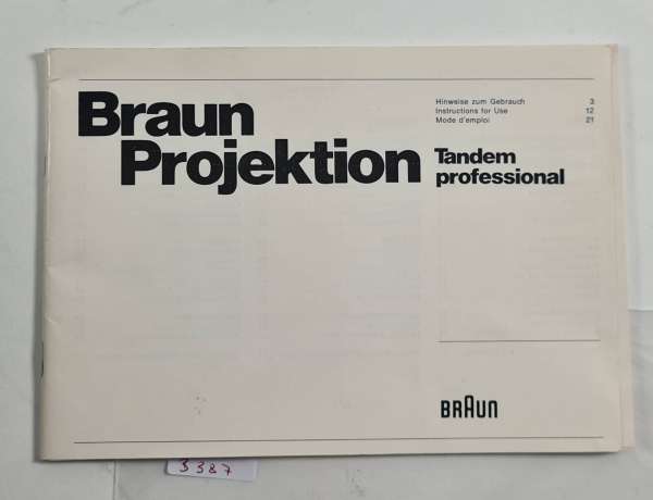 Braun Projektion Tandem Professional Instructions Manual