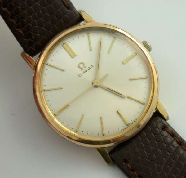 OMEGA men's watch cal 601 gold-plated 33mm new strap Hand-wound
