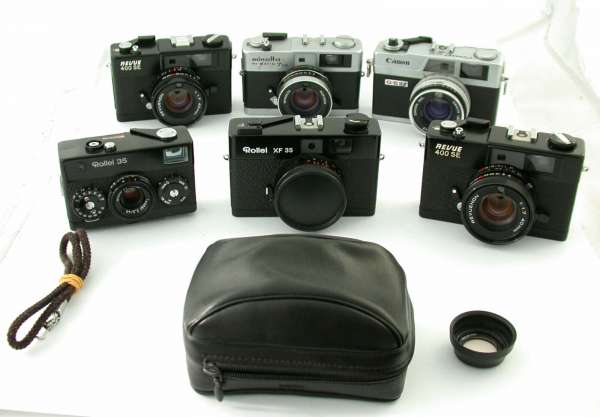 Rollei 35 analog 35mm Revue 400SE Minolta 7SII Canon GIII Lot rangefinder