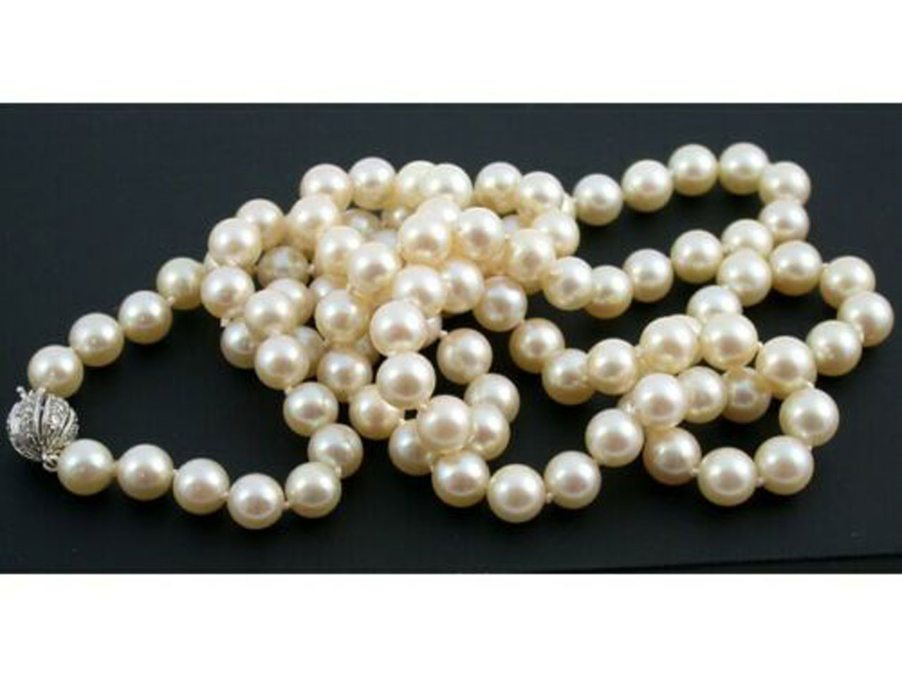 Kette Collier Perlen Weiß-Gold 585 Diamant 0,5 ct | foto-fina