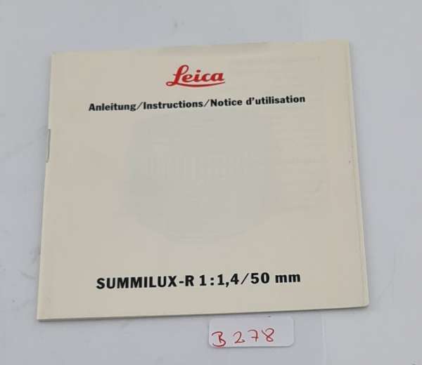 LEICA LEITZ Summilux-R 1,4/50 manual Instructions engl. frz. dt.
